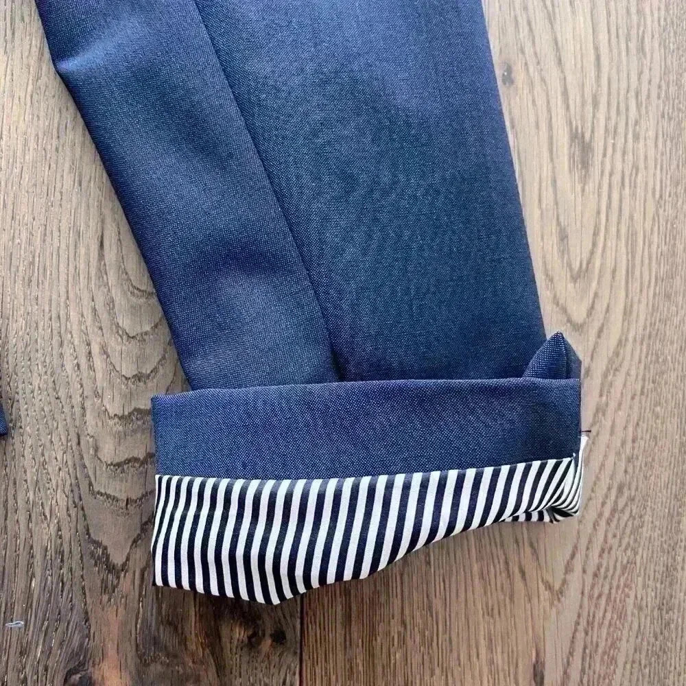 Banana Republic New Marzotto Italian Wool Blazer Size 4 Tall Women's Navy Jacket - Picture 6 of 10